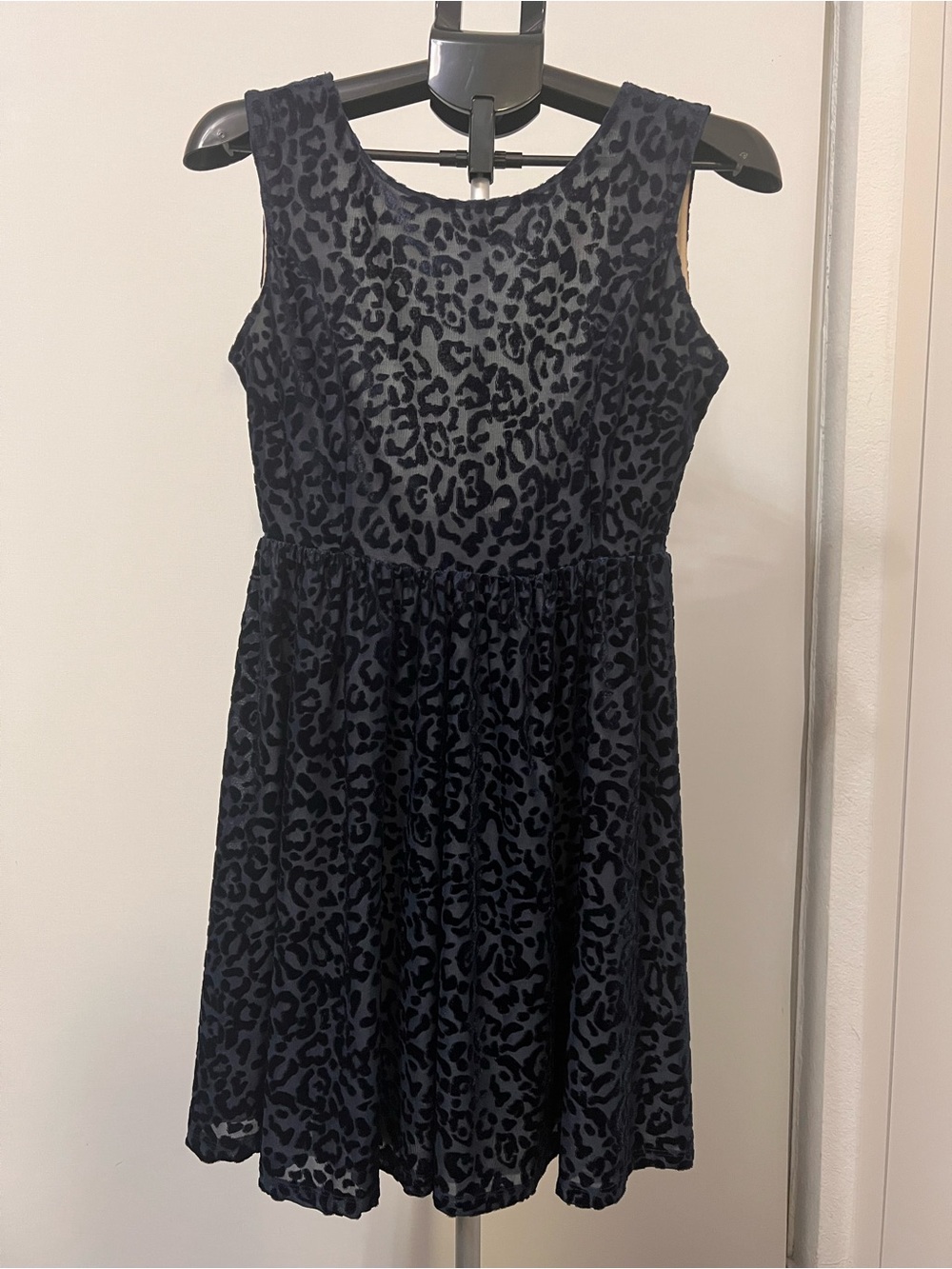 Zara Trafaluc Burnout Velvet Leopard Dress Size M Low Back Skater Party Dress
